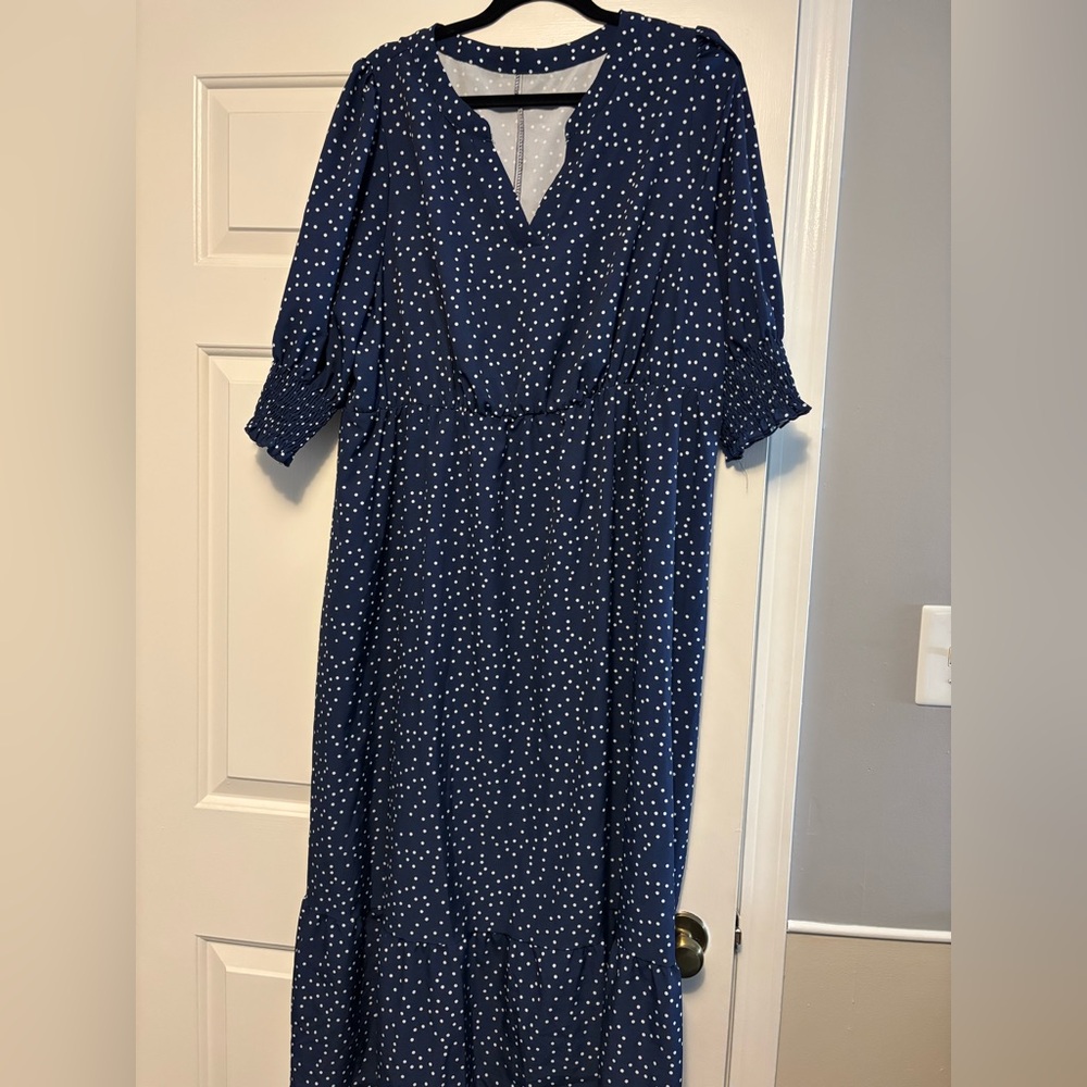 SHEIN Navy Blue Polka Dot Dress